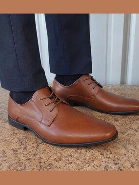 NEW 9.5W Men's Bravo King Brown Shoes Size 9.5 Dress Casual Work Footwear Oxford